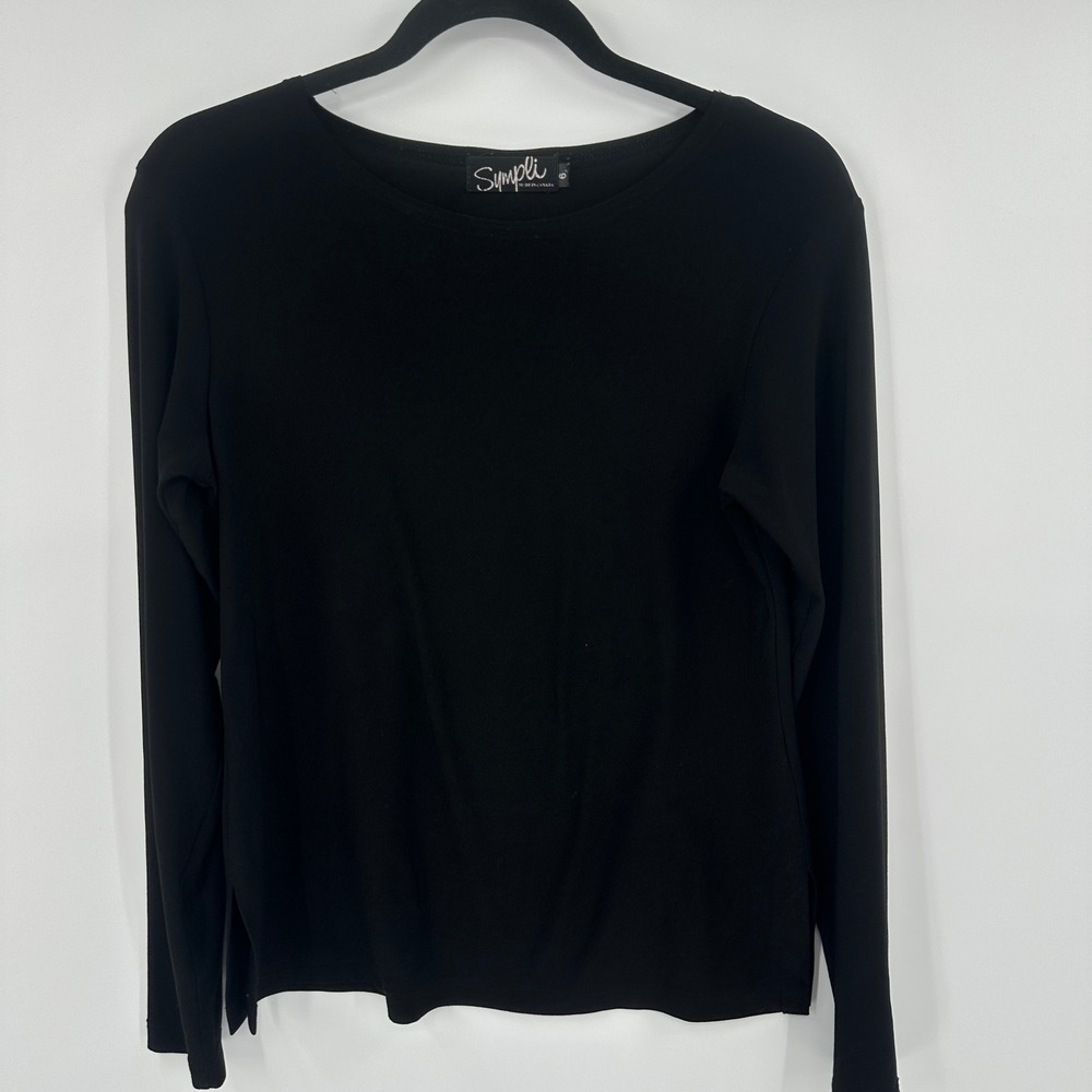 Simpli Black Long Sleeve Crew Neck Top Made in Canada Size‎ 6